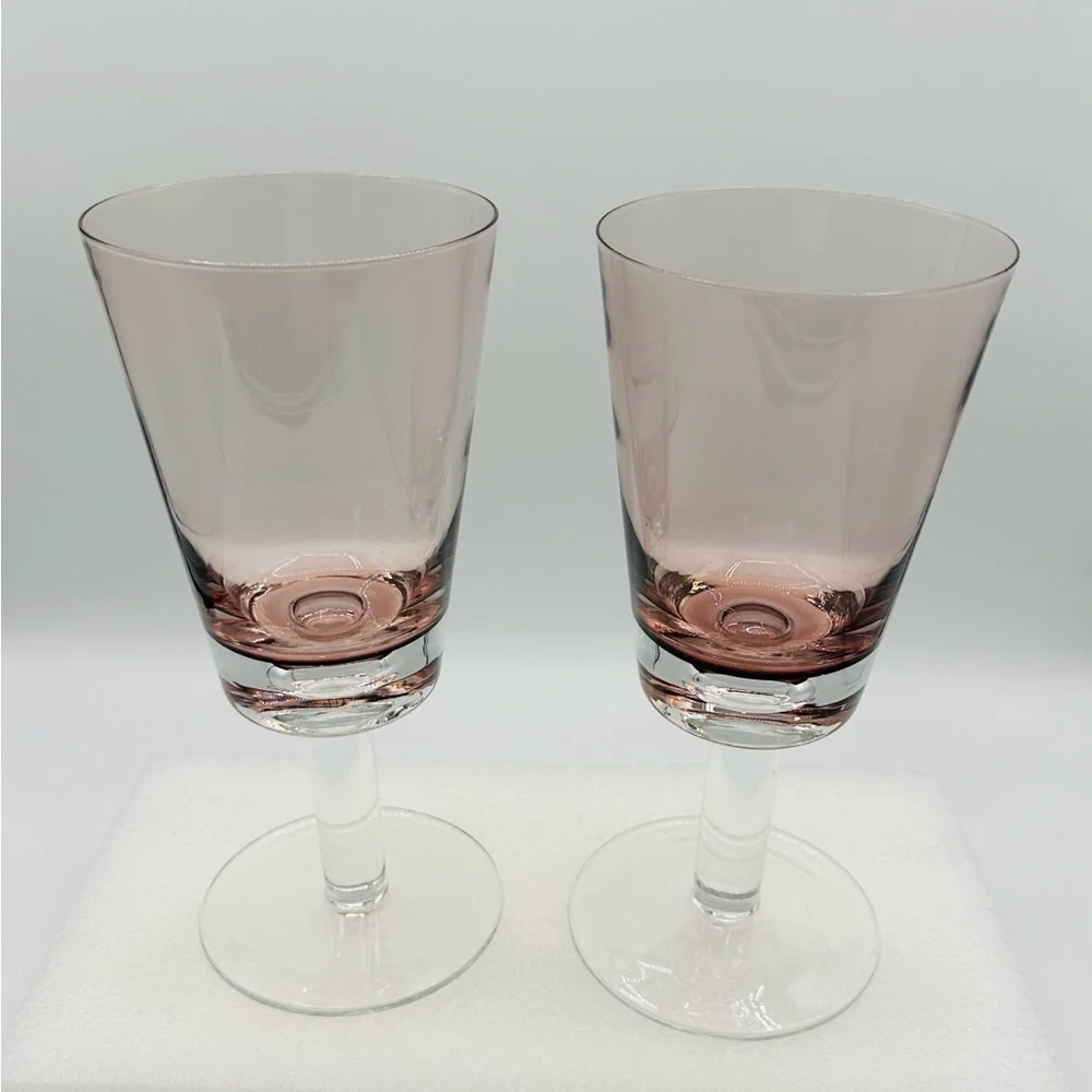2 Crate & Barrel Amethyst Glasses. Bit of Pink and Purple Tones
